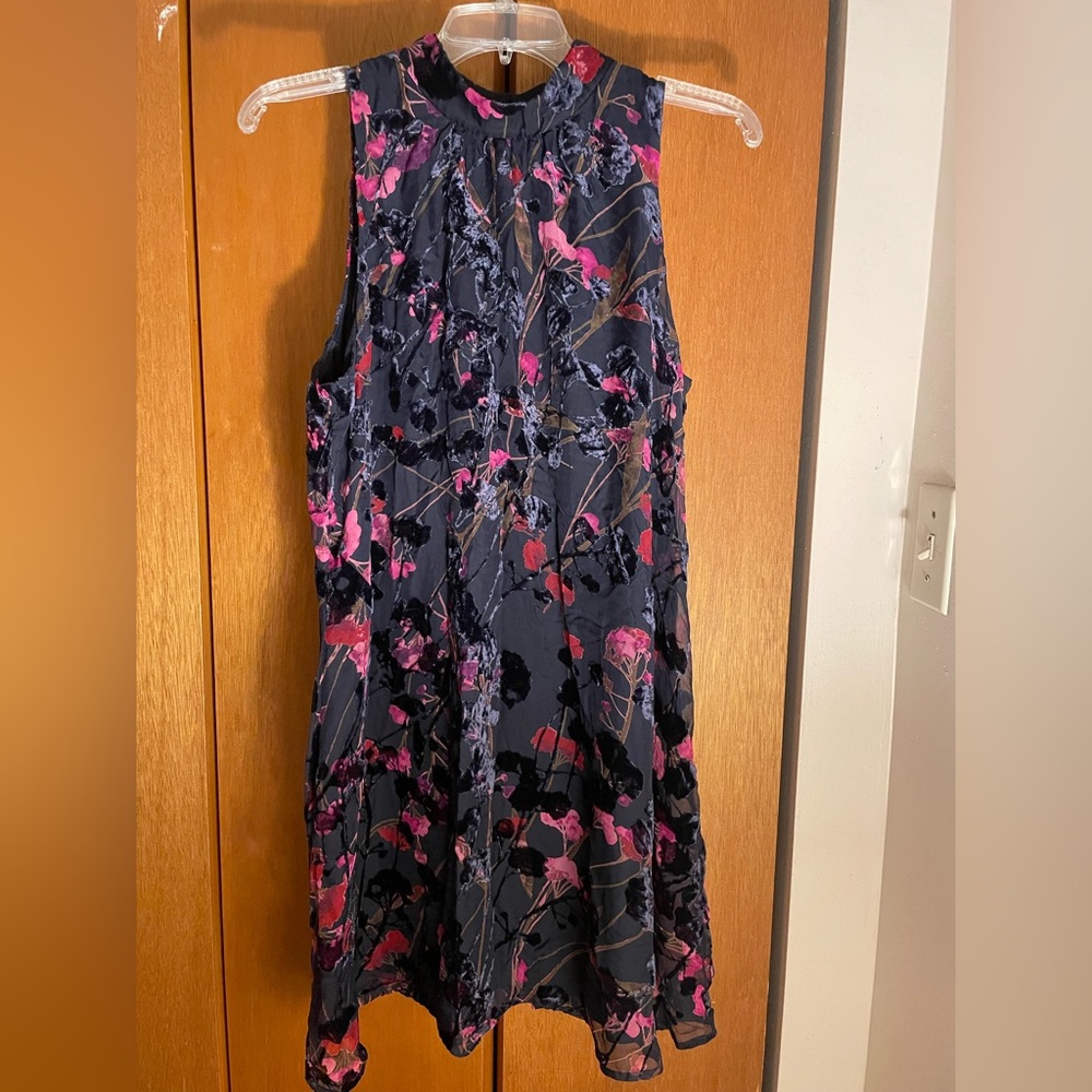 Tommy Hilfiger Mock-Neck Floral Velvet Burnout Dress